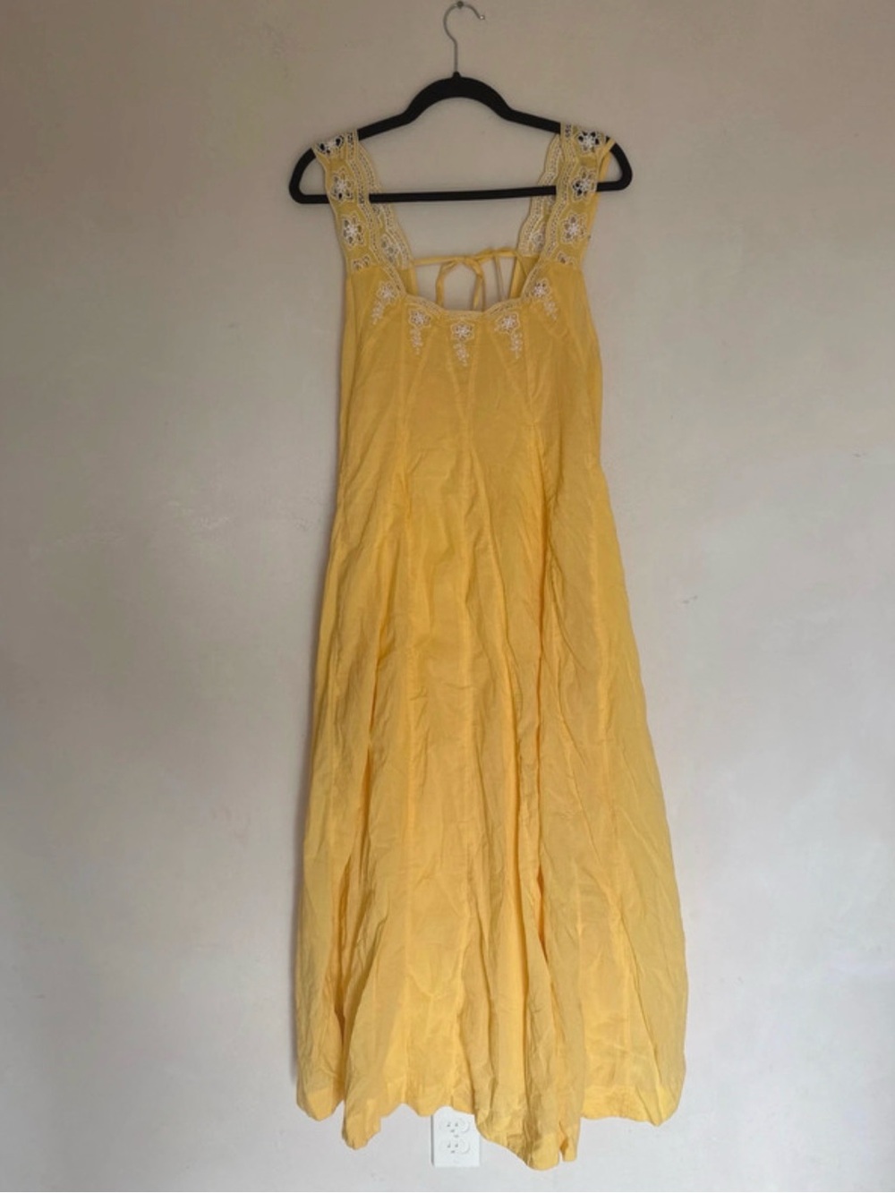 Free People Yellow Lace-Trim Midi Dress